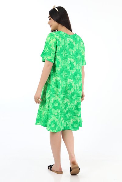 SCHIK Women's 3-Piece Viscose Dress Set–Green, Patterned Blue, Khaki–Comfortable and Stylish Casual Dress