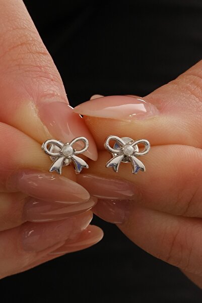 Söğütlü Silver 925 ayar gümüş rodyumlu incili fiyonk modeli küpe SGTL12829RODAJ