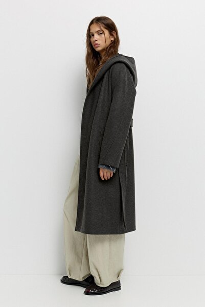 Pull & Bear Long soft coat with a hood