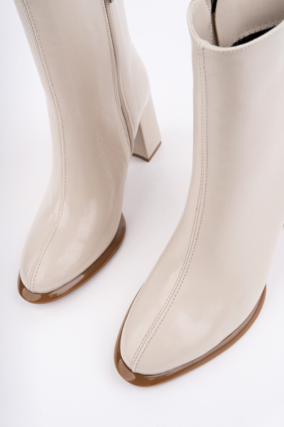 LAMOYA Lucas Kadın Topuklu Bot Platform Taban Ortopedik Oval Burun Kalın Topuklu Bot