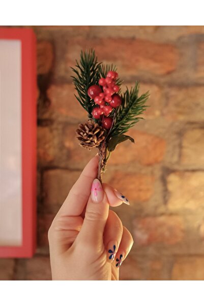 roco paper زهرة رأس السنة الجديدة من كوكينا، سلسلة الكرز مع أكواز الصنوبر الاصطناعية، زينة منزلية للعام الجديد، 13 سم - قطعة واحدة