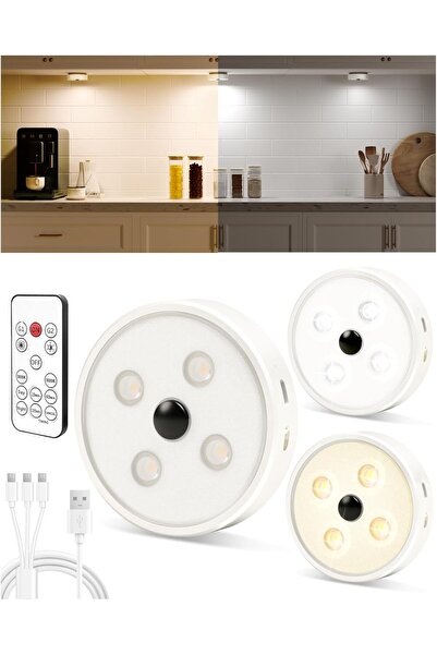 EZVALO أضواء أسفل الخزانة، مصابيح قرصية مزودة بمستشعر حركة ودرجة حرارة لونين،...