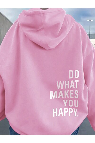 Flaubert -Sweatshirt pentru femei do what makes you happy cu imprimeu țesătură de calitate cu supradimensionat fire croială