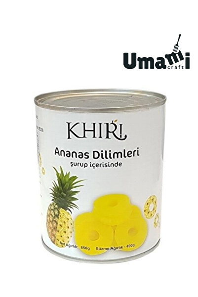 UMAMİCRAFT Khirl Konserve Ananas Dilimi 850 g | Şeker İlavesiz, Doğal ve Taze Ananas Dilimleri