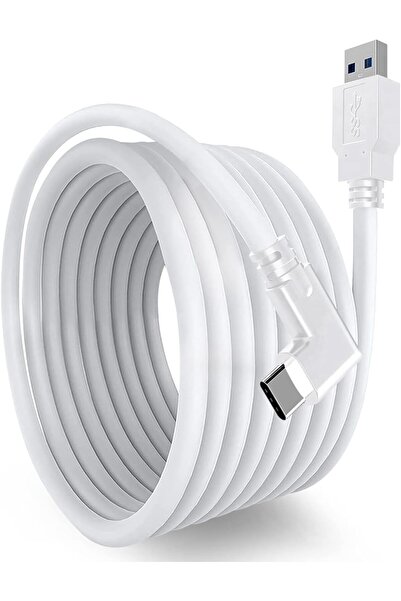 007 KASTWAVE Oculus Quest 2/1 Link Cable USB-C 90° to USB-A USB3.2 Gen1 16ft (5m) - White