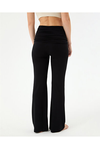 Ayma Active Black Foldable Waist Lounge Pants