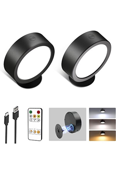 EZVALO مصباح حائط داخلي LED مع بطارية 5500 مللي أمبير في الساعة، 3.7 بوصة × 2 قطعة مصباح حائط لاسلكي مع إعادة