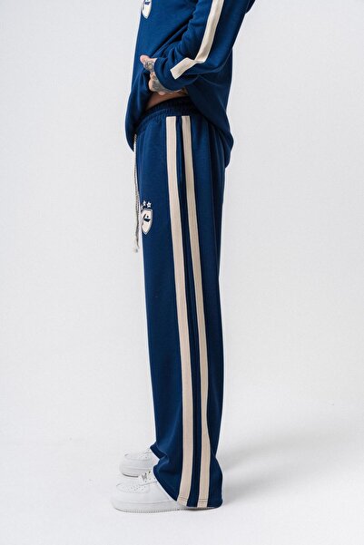 Respire Men's Stripe Detailed Modal Baggy Sweatpants Navy Blue