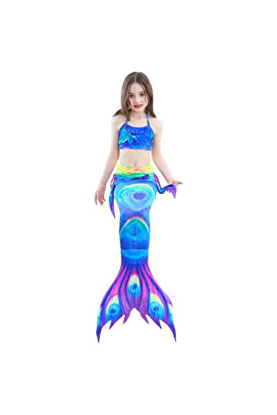 THK Costum de baie Ariel cu coadă de sirenă, albastru/violet - THK® - 130 cm ...