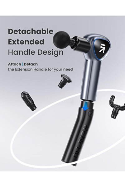 Fipka مسدس تدليك رينفو ريتش، مسدس تدليك للعضلات بمقبض قابل للإزالة، 5 سرعات، 4 رؤوس تدليك،