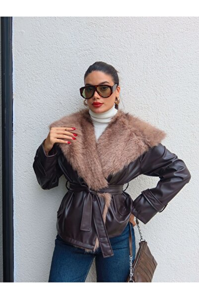 ESRAHELVACI Кожено яке с яка и колан