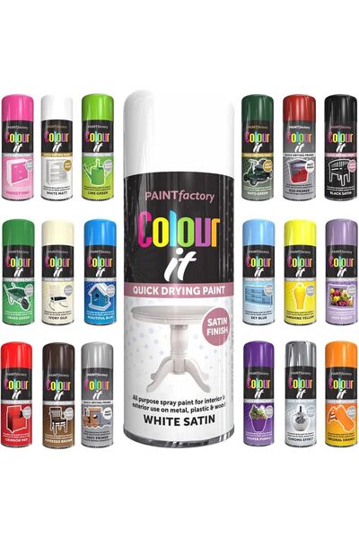 Paint Factory White Satin Spray Paint 400ml - Quick Drying High Performance Spray Paint