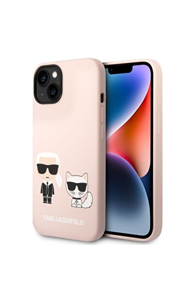 Karl Lagerfeld Силиконов калъф за iPhone 14 Plus, MagSafe - розов