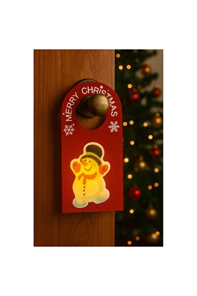 OEM LED Christmas Ornament for Door Handle or Wall, Snowman Design, 21 x 10.5 cm, Red Felt