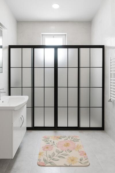 ayzaduş Siyah Profil Karolaj Desen Mika Duşakabin Düz 2 Sabit 2 Çalışır