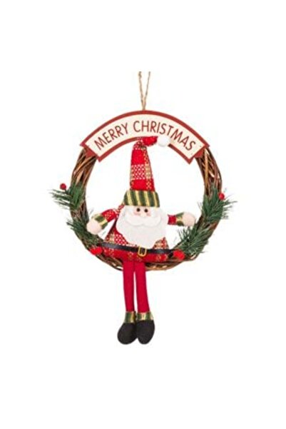 BAMI NETWORK Wooden Decoration Santa Claus Wreath 20cm