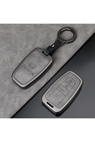 Xentech Light Leather and Alloy Car Key Case Compatible with Toyota CHR, Prius, Camry, Corolla, RAV4 (2017-2020)