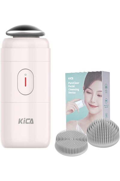 KiCa Cleansing Brush with 2 Cleanser Heads (Pale Pink)