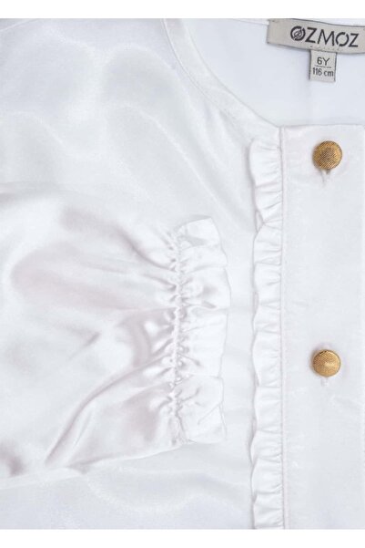 Ozmoz By Mukadder Özden Floş Viscose White Long Sleeve Girl's Blouse