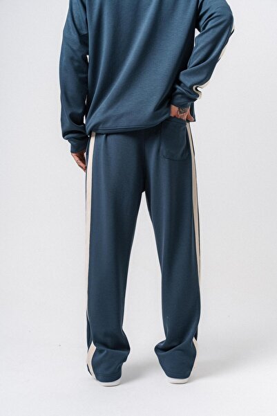 Respire Men's Stripe Detailed Modal Baggy Sweatpants Petrol