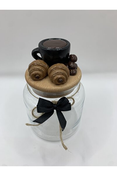 renklidüşler Siyah Fincan Figürlü Kahve&Kurabiye Kavanozu (1 Adet)