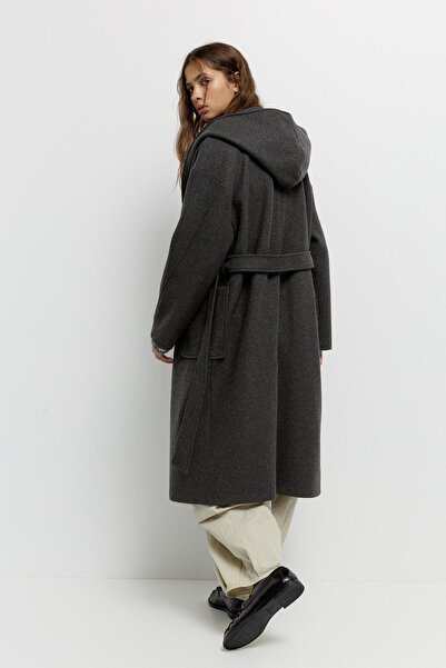 Pull & Bear Long soft coat with a hood