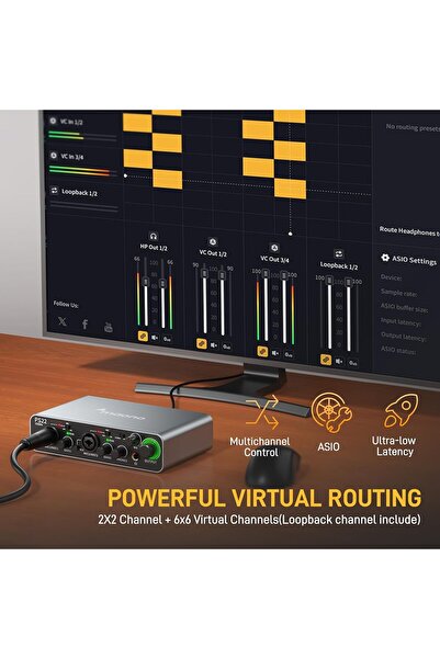 MAONO USB Audio Interface for PC with 60 dB Pro-preamp, 24bit/192kHz