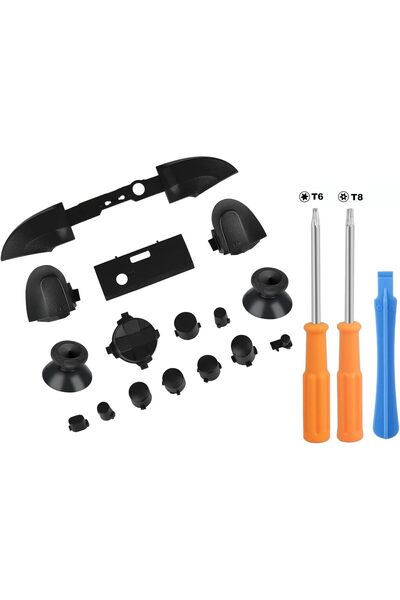 EEEKit طقم أزرار ومشغلات مصد بديلة مع مفكات براغي T6/T8 - Xbox One Slim/S (أسود)