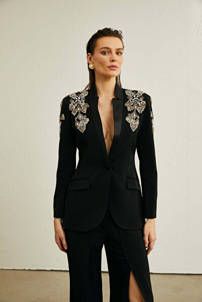 Aziza Collection Midnight Majesty-Crystal Embellished Two-Piece Suit Set
