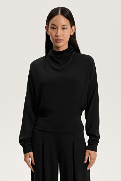 Oysho Soft-touch modal draped high-neck sweatshirt
