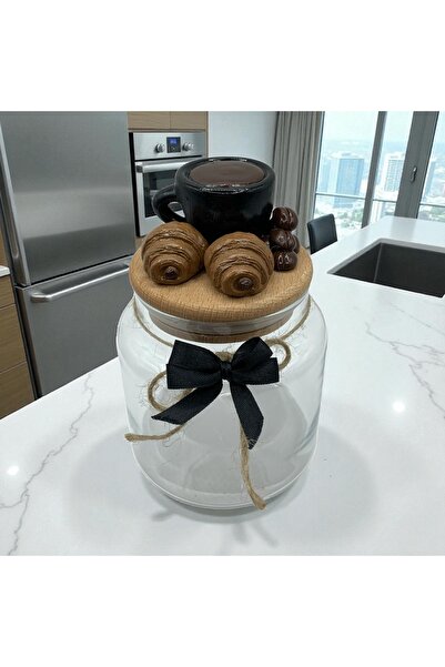 renklidüşler Siyah Fincan Figürlü Kahve&Kurabiye Kavanozu (1 Adet)