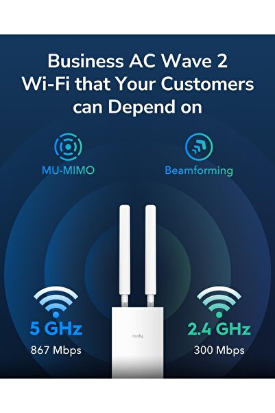 cudy Outdoor AC1200 Gigabit Wireless Access Point, Outdoor WiFi Extender, IP65 Water Proof, Gigabit