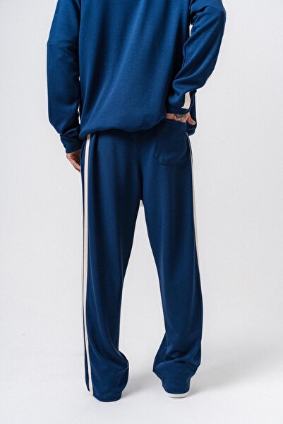 Respire Men's Stripe Detailed Modal Baggy Sweatpants Navy Blue