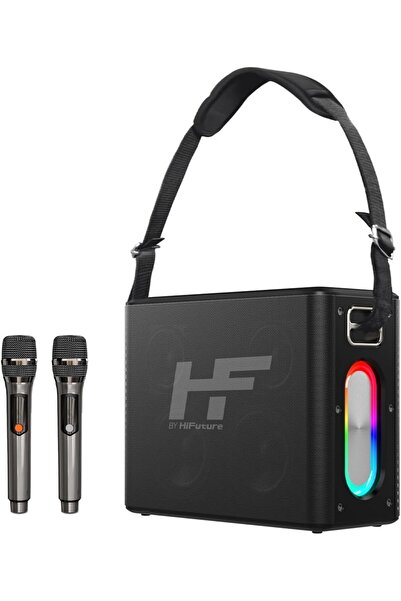 HiFuture Musicbox 100W, Portable Bluetooth Speaker with Dual Wireless Microphones - Black