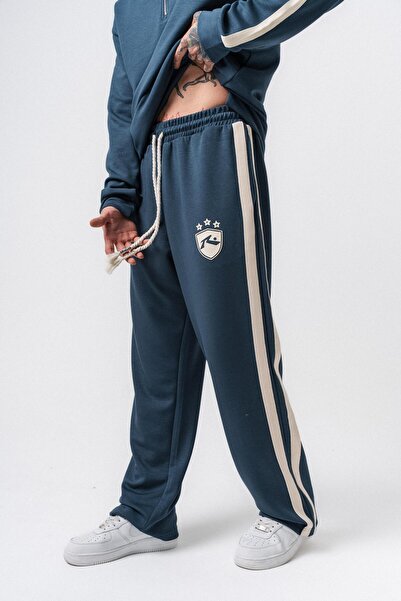 Respire Men's Stripe Detailed Modal Baggy Sweatpants Petrol