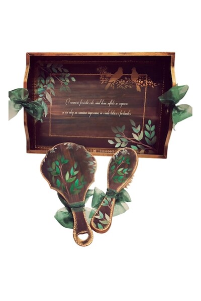 mixartstudiobym Set personalizat pentru pregătirea miresei – Tavă, Oglindă și...