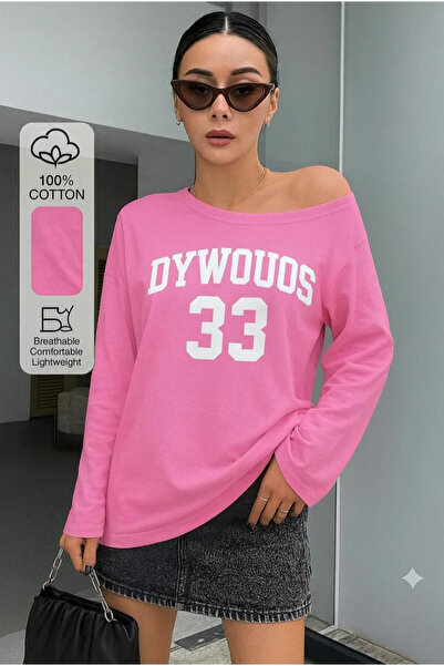 npLStore Γυναικείο μπλουζάκι με μακρυμάνικο μπλουζάκι με στάμπα Oywouos 33 για τη νέα σεζόν