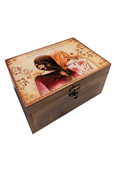 mixartstudiobym Cufăr din lemn decorat manual, 20/15/7 cm, personalizabil, ca...