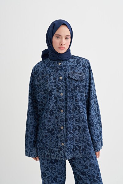 carell Τζιν μπουφάν με φλοράλ μονόγραμμα