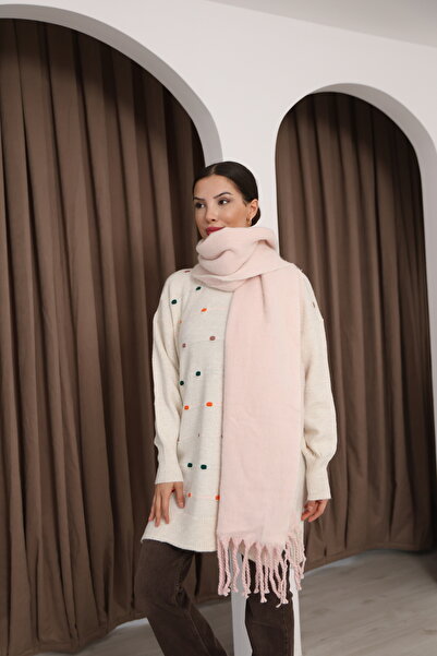 Jack Ferrero Örme kumaş Düz kesim Püsküllü bitiş Yumuşak Dokulu Kadın Atkı Şal Omuz Şalı 190.0x50.0 cm