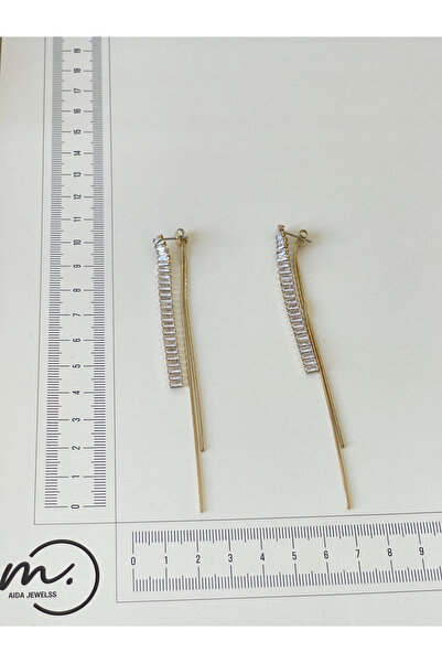 Rupen Kraft 316 L Cerrahi Çelik Baget Taşlı Su Yolu Abiye Çelik Küpe