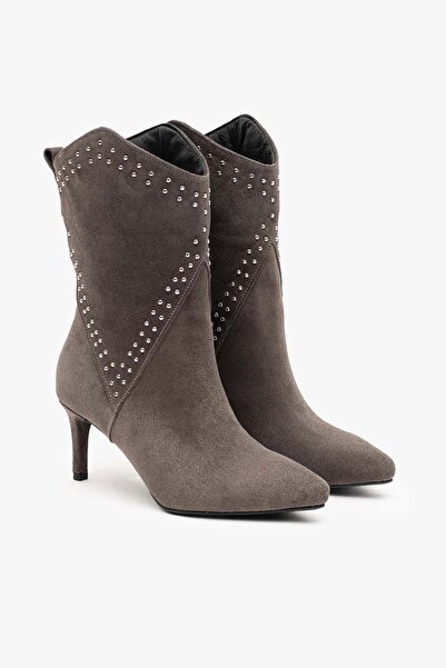 Louis Cardy Lysa Gray Suede Leather Women's Heeled Boots