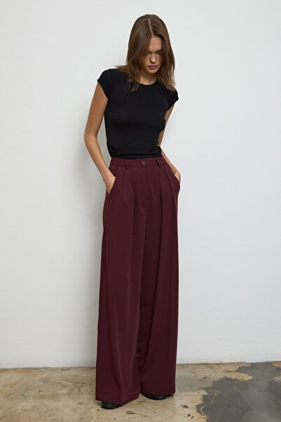 QANU Palazzo Trousers Burgundy
