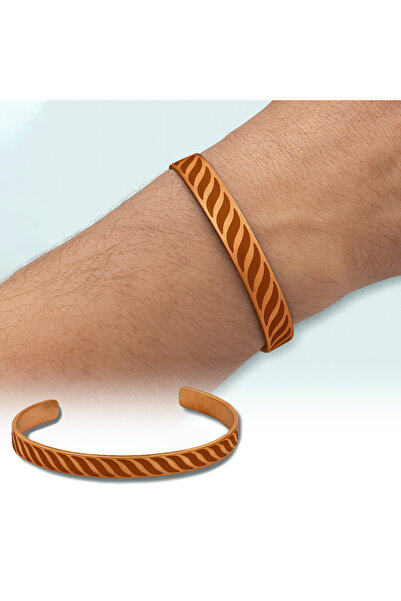Tesbihane Men's Copper Bracelet - Modern Design - Flexible Structure