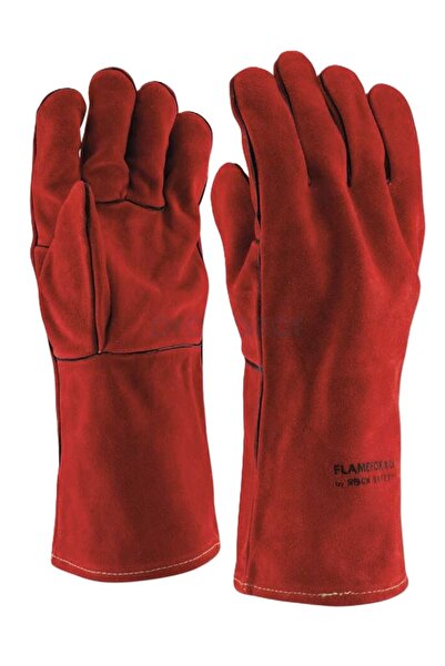 ARAN Red Leather Welder Gloves Rock Safety Flamefox R-6A