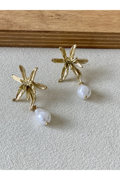 Rupen Kraft 316 L Surgical Steel Mesuda İnci Trend Steel Earrings