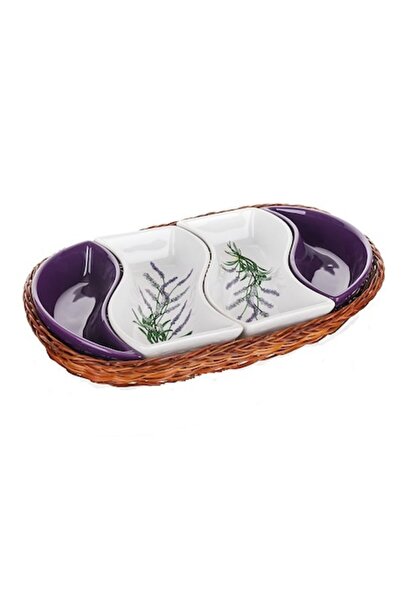 BANQUET Set de 4 boluri de servire Lavanda în coș împletit 30,5 cm