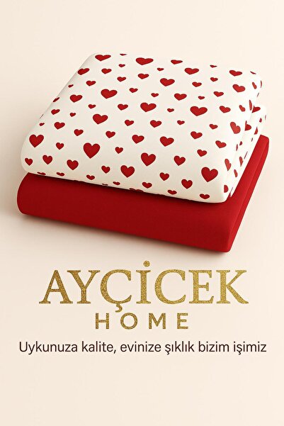 ayçiçek home NEVRESİM TAKIMI &TEK KİŞİLİK & 100*200 LASTİKLİ ÇARŞAF & KIRMIZI KALPLİ & PİNTEREST