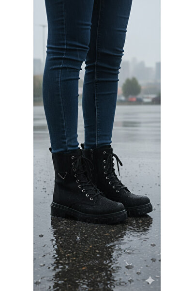 DB Жіночі водостійкі чорні черевики зі швами