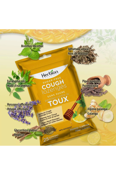 Herbion Naturals Drajeuri pentru Pachet cu 25 Drajeuri cu Arome de Miere-Lămâie